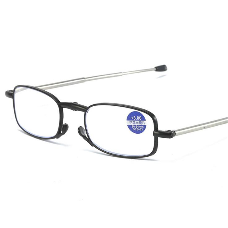 Folding Glass Lenses Metal Reading Glasses Convenient Zipper Bag Men Women Old Man Eyewear +100 +1.5 +2.0 +2.5 +3.0 +4.0 GH960