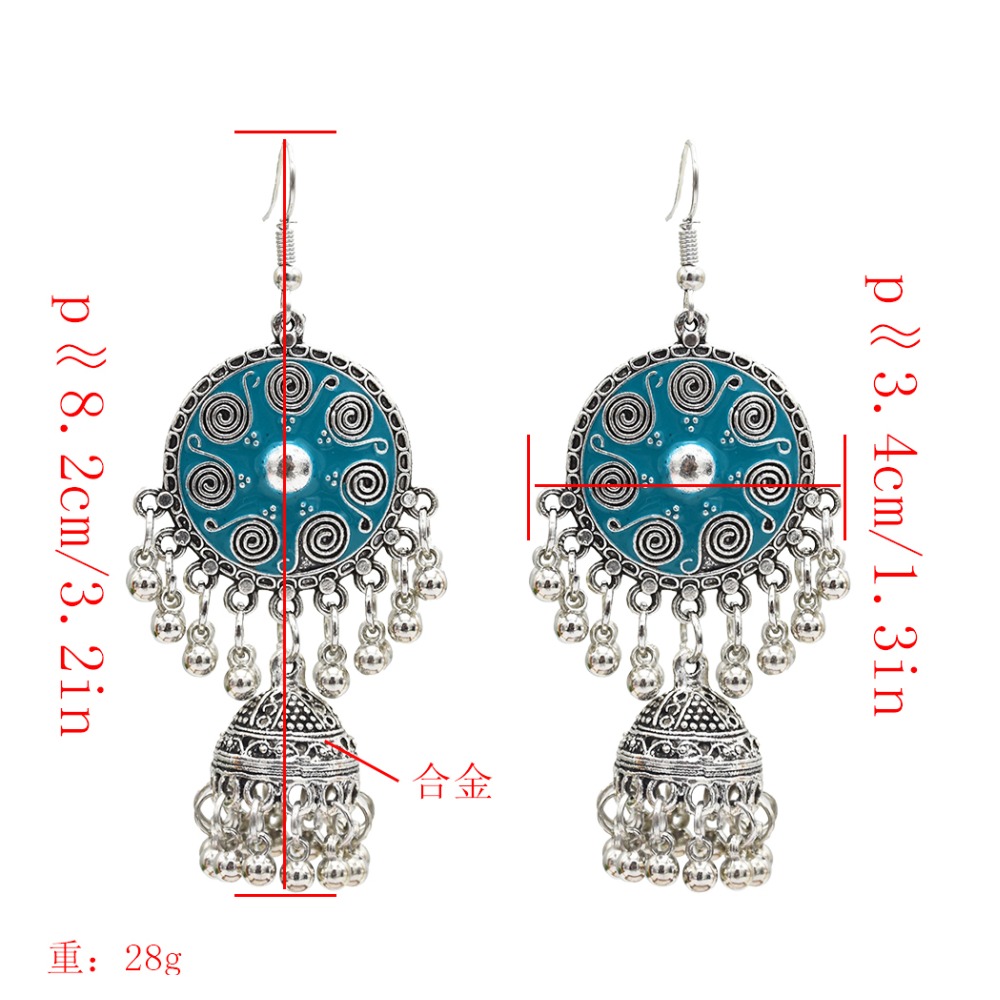 Afghan Metal Carved Flower Bells Statement Drop Earrings for Women Bohemian Jhumka Earring Egypt Indian Turkish Jewelry
