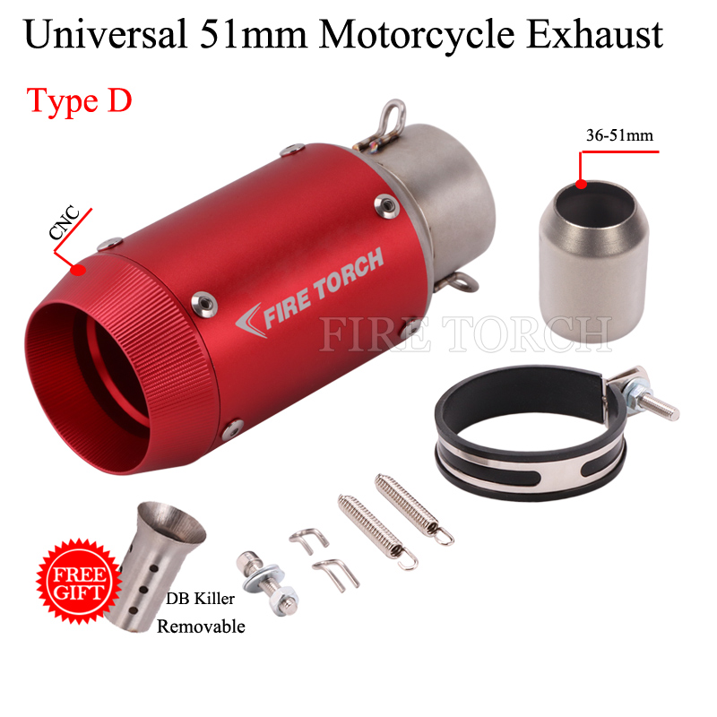 Slip On Universal Motorcycle Mini Exhaust Pipe Muffler Modified Escape DB Killer 51mm For Ninja 650 MT-03 GSXR600 CBR1000RR