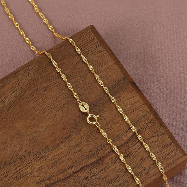 Genuine 24k Yellow Gold Color Plated Necklace for Woman 45cmnecklaces Chain Pendant Wedding Engagement Jewelry Gifts