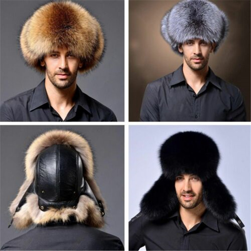 Ushanka 2020 Russian Leather Men Women Fur Faux Ski Cap Winter Warm Unisex Thermal Hat Cossack Trapper Hats