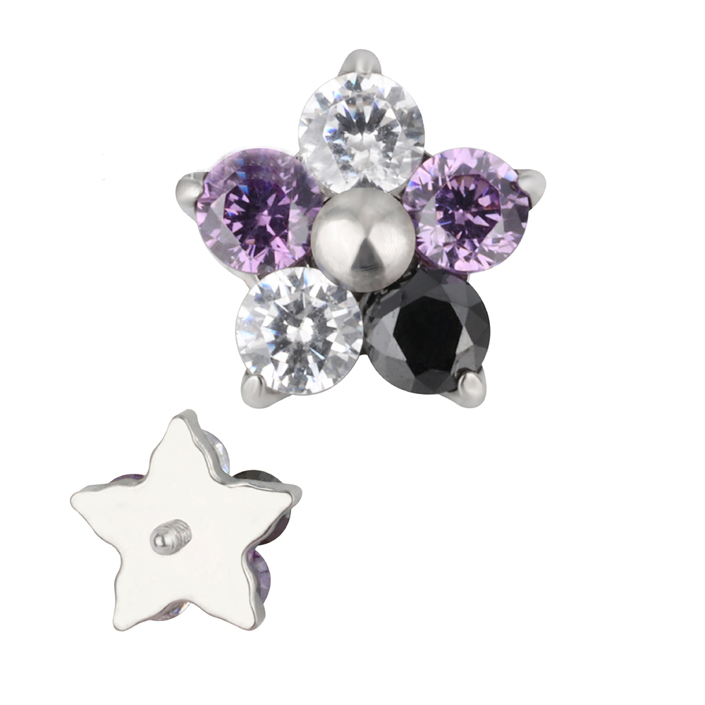 F136 Titanium Colorful Ear Studs for Women 16G Flower Snowflake Heart CZ Top Tragus Cartilage Helix Conch Daith Earrings Piercin