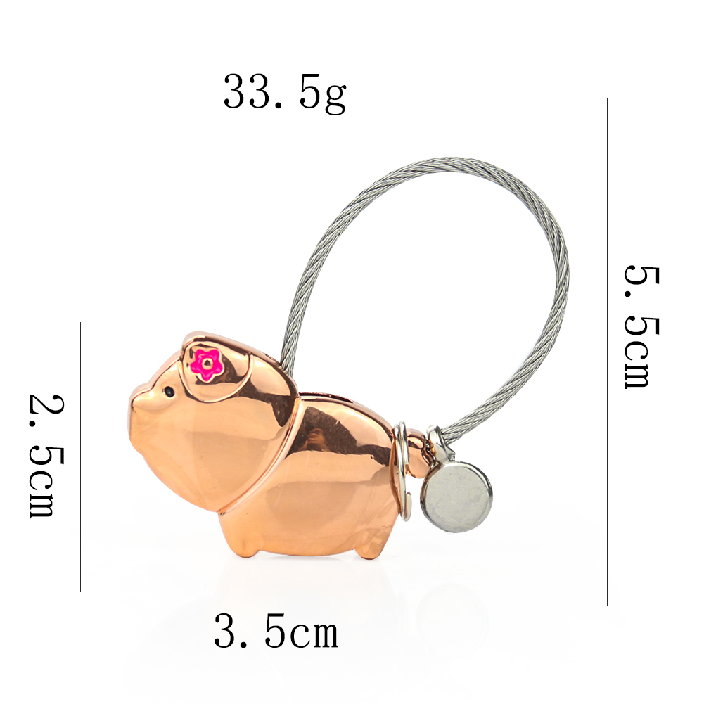 Cute Metal Kiss Pig Keychain Black Rose Lover Swine Pet Key Chain Ring Holder Bag Lock Couple Woman Man Jewelry Gift