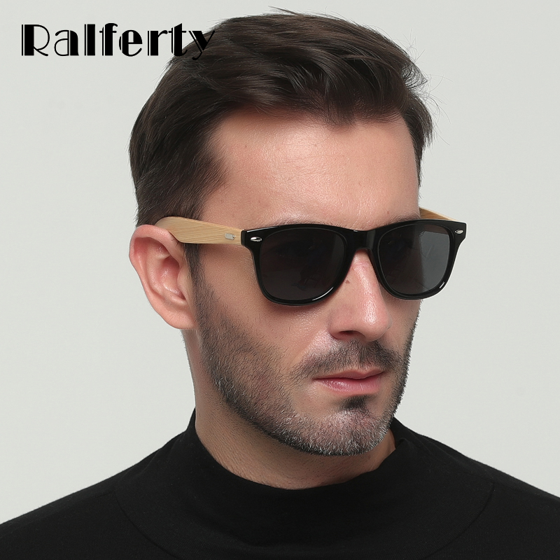 Ralferty Real Bamboo Sunglasses Men Polarized Women Black Sunglass Male UV400 Sun Glasses Driver Goggles Wooden Eyewear Shades