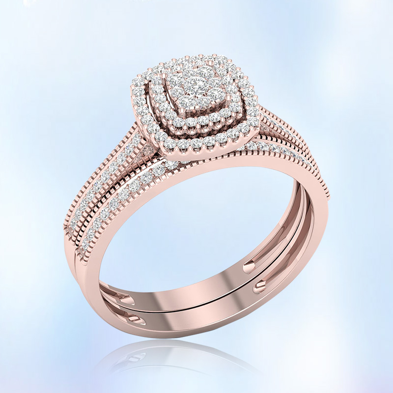 Szjinao Classic Rose Gold Color Wedding Rings for Women Men Solid 925 Sterling Silver Ring Sets Bohemia CZ Diamant Fine Jewelry