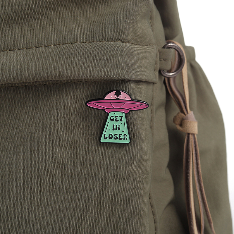 5pcs Pink Alien Letter Short Sentence Surrounding Pins Customized Brooch Lapel Badge Interesting Jewelry Gift for Children and F
