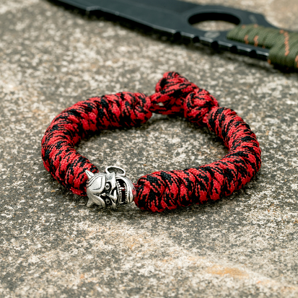 Simple Retro Noh Mask Bracelets Mens Amulet Japanese Hannya Wristband Adjustable Handmade Paracord Rope Outdoor Survival Jewelry