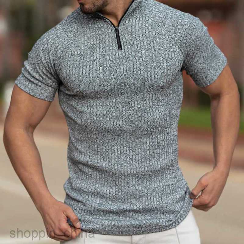 Men Polos Shirts New Slim Fit Multi color Collar Men's Casual Vertical Stripe Short Sleeve Youth Male Wear tops