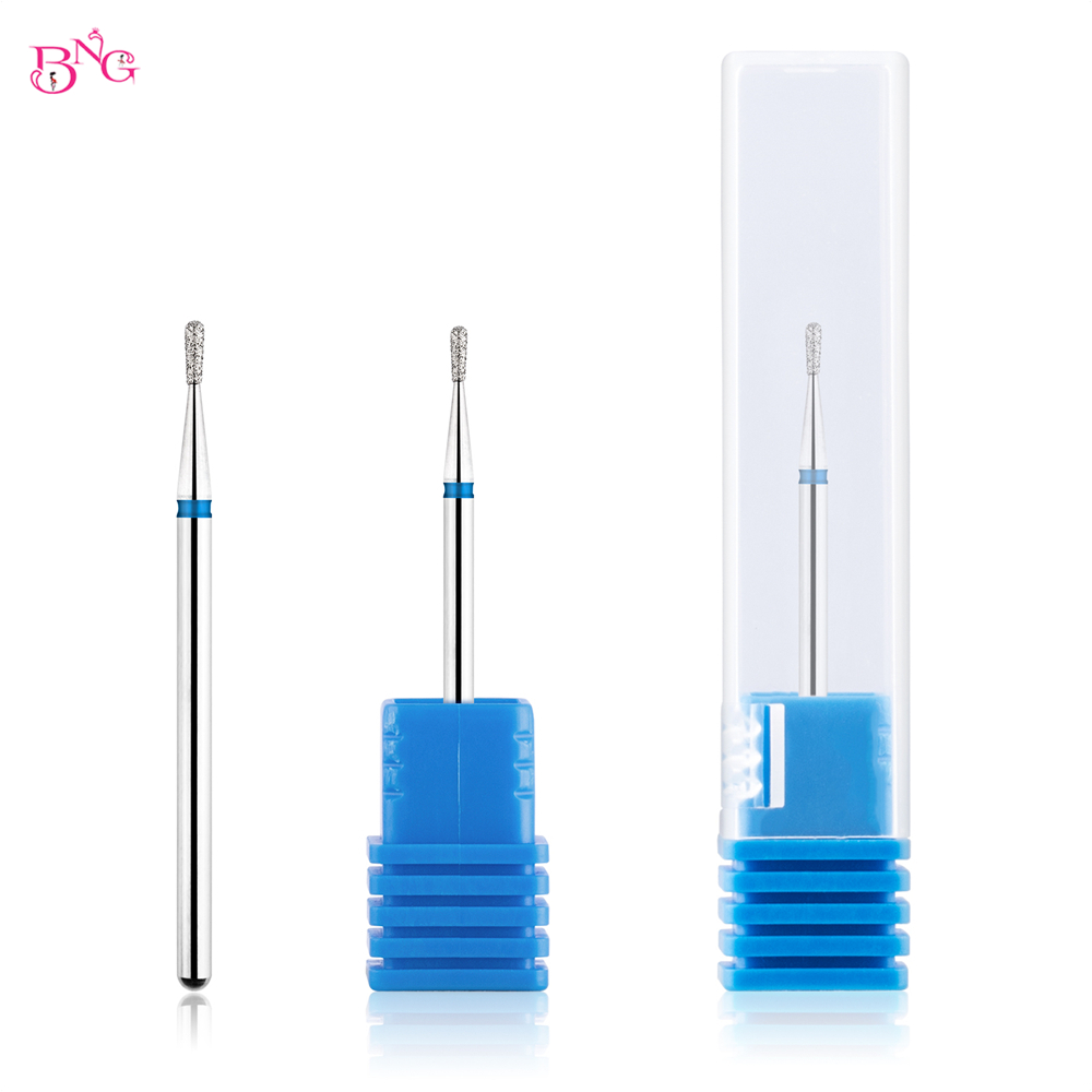 BNG Diamond Cuticle Drill Bit Pear Shape Cutters For Manicure 3/32" Dead Skin Nail Bits Professional Remove Nail Gel Tools