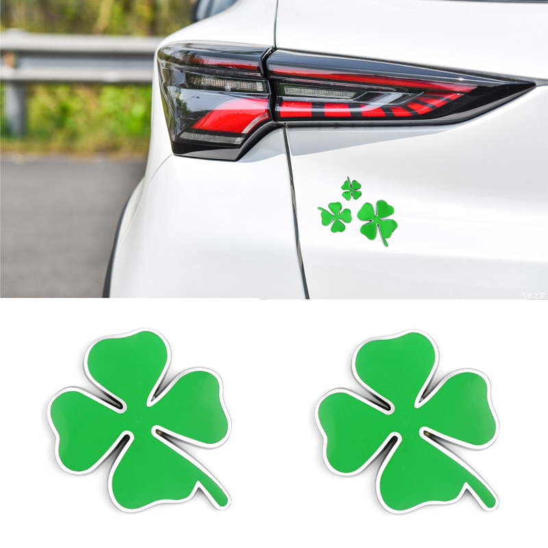Four Leaf Clover Styling 3D Metal Car Sticker Badge Green Lucky Clover Emblem Sticker For Skoda Chevrolet Alfa Romeo Volvo Ford