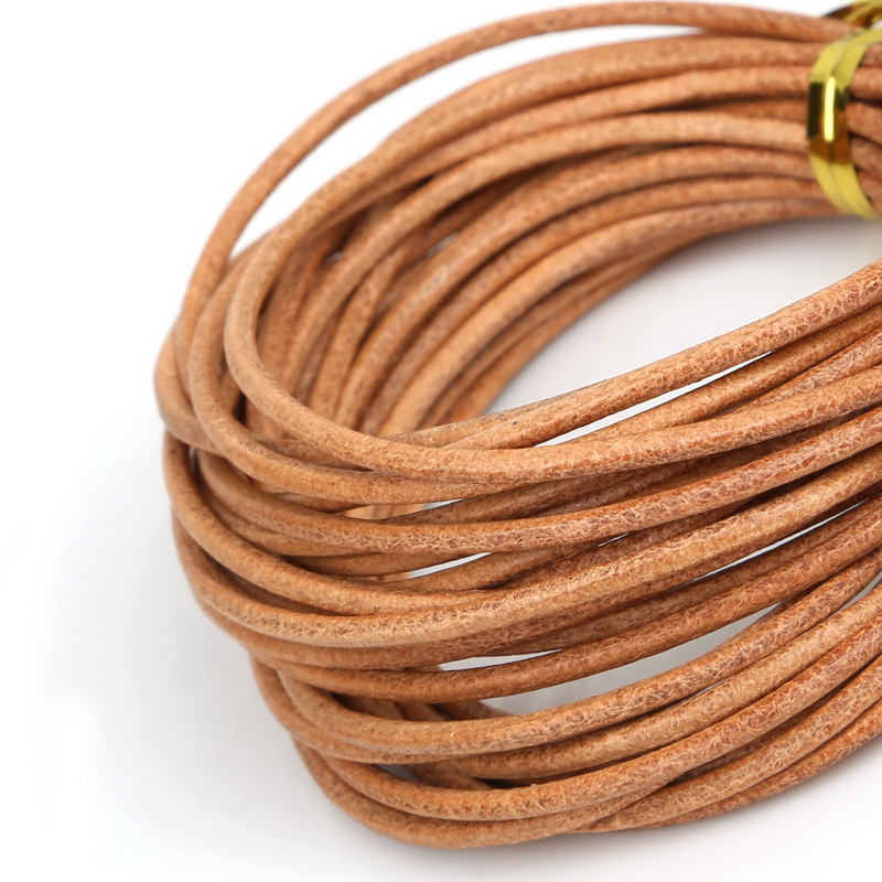 5 Meter Natural Color Real Genuine Leather Cord Round Rope String For DIY Necklace Bracelet Jewelry Cord Dia 1/1.5/2/3mm