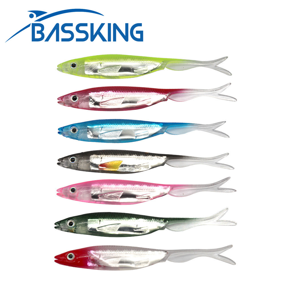BASSKING Soft Silicone Fishing Lures Shad Worms Saltwater Freshwater Wobblers Artificial Bait Bass Tackle Jigs 95mm 3.8g 5Pcs