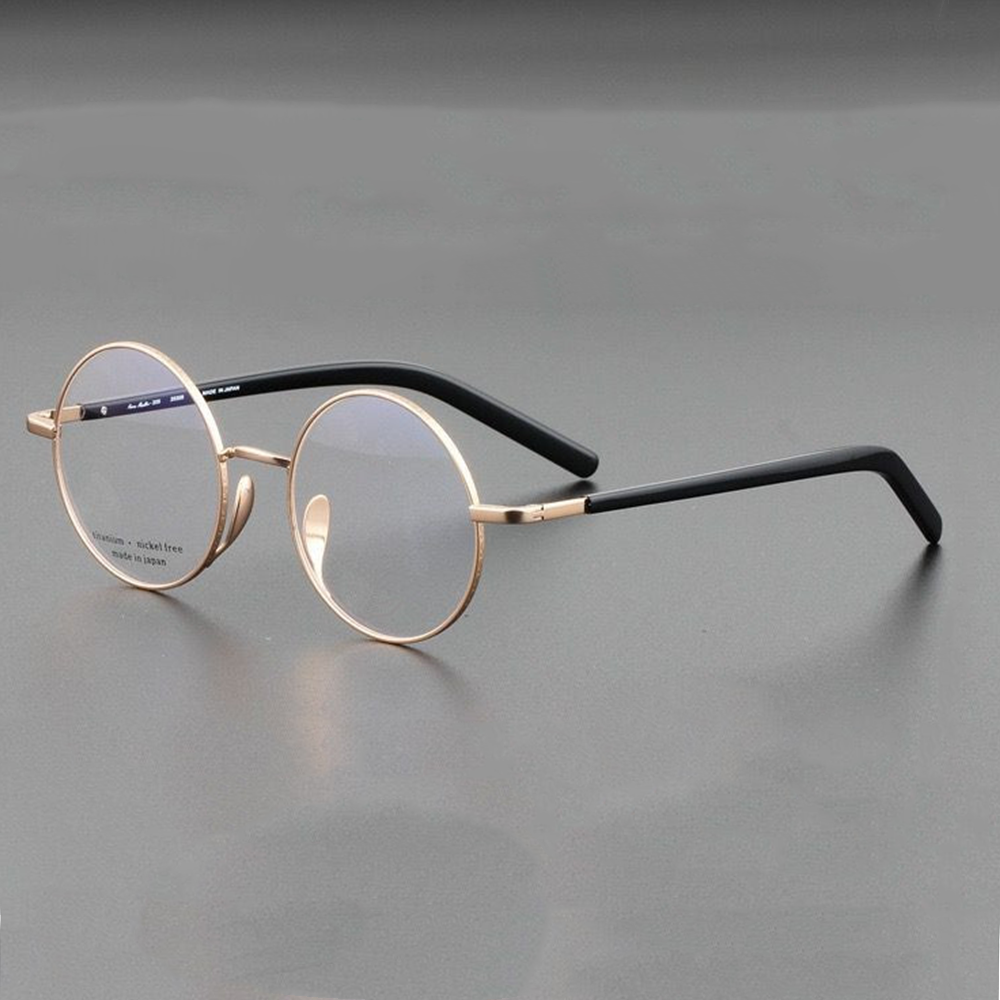 Japanese Handmade Retro Round Large Titanium Glasses Frame Optical Myopia Men Gafas Women Eyeglasses Ultra-light Spectacles