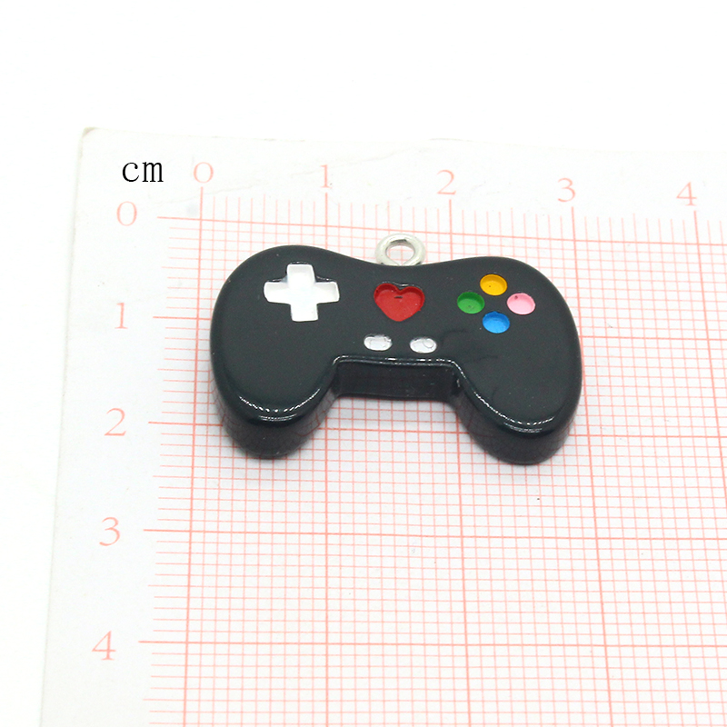 10pcs Black Video Game Controller Earring Resin Charms Smooth Kawaii Cute Necklace Keychains Pendants Diy For Jewelry Accessory