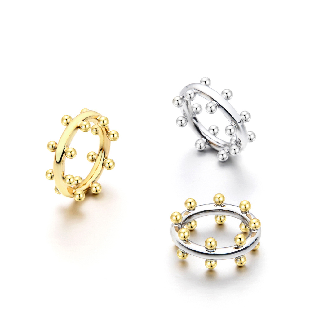 VAROLE Double Row Ball Arrangement Rings Gold Color Midi Ring 100% Copper Ring Knuckle Rings For Women anel Jewelry