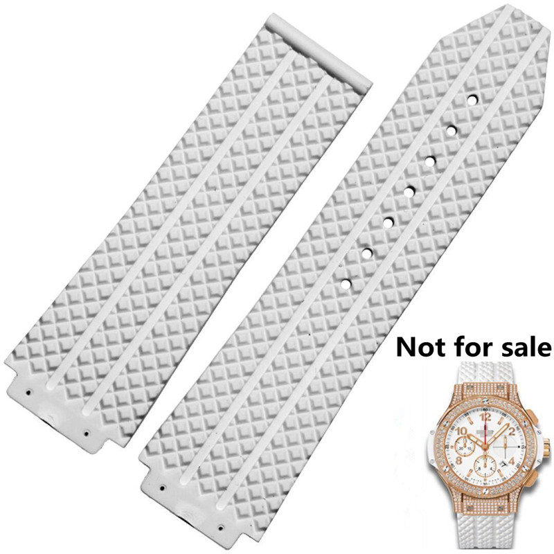 Watch accessories Silicone strap for Hublot HUBLOT Yu-ship rubber strap convex black white blue