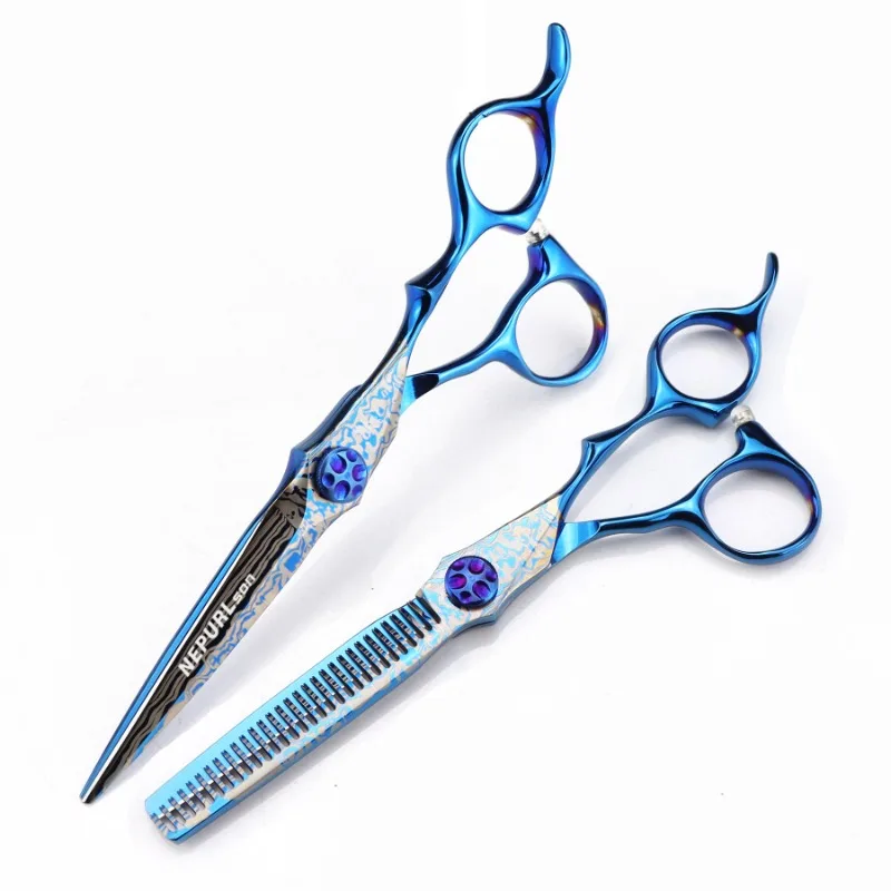 Professional 6 '' Damascus Scissor Gem Upscale Hair Scissors Cutting Barber Tools Haircut Thinning Shears Hairdresser Scissors