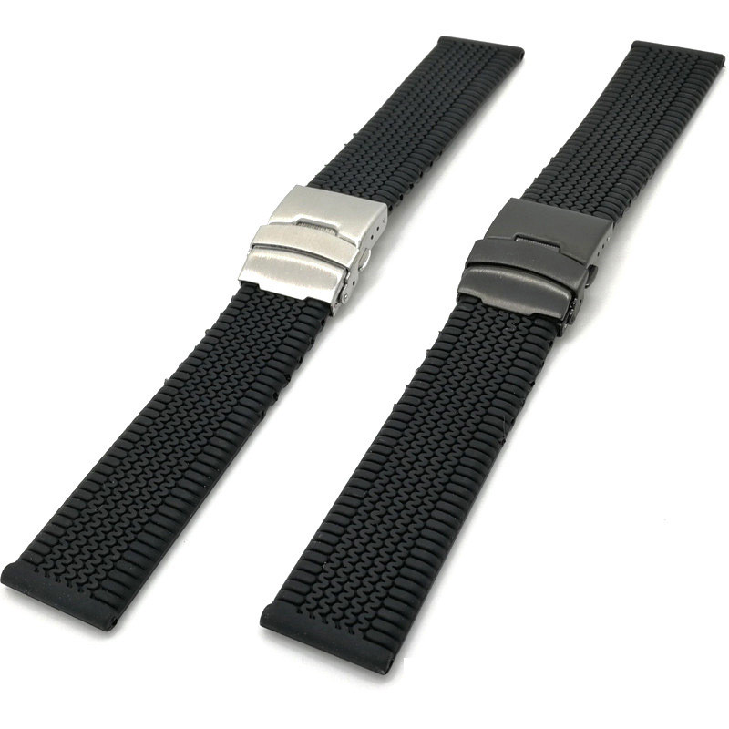 Silicone Sport Strap 20mm 22mm 24mm Folding Buckle Waterproof Soft Rubber Men Replacement Bracelet Band Watch Accessories Orange