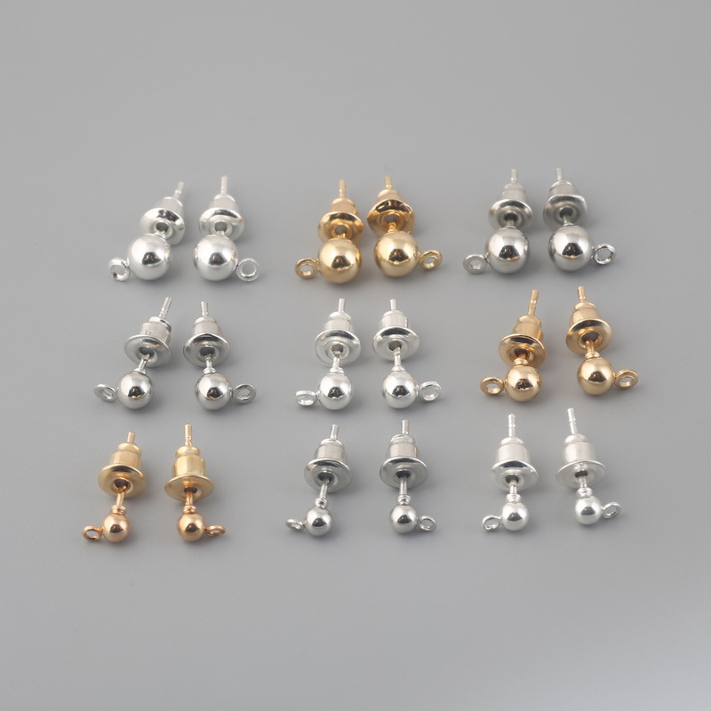 50 Sets Gold Silver Rhodium Plated Metal Stud Earring Plastic Ear Plugging Earring Back Stopper DIY Jewelry Making Accessories