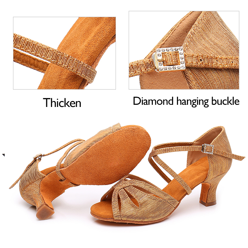 DKZSYIM Women Latin Dancing Shoes Tango Soft Bottom Girls Salsa Ballroom Dance Shoes Ladies Latin Dance Shoes heeled 5CM/7CM