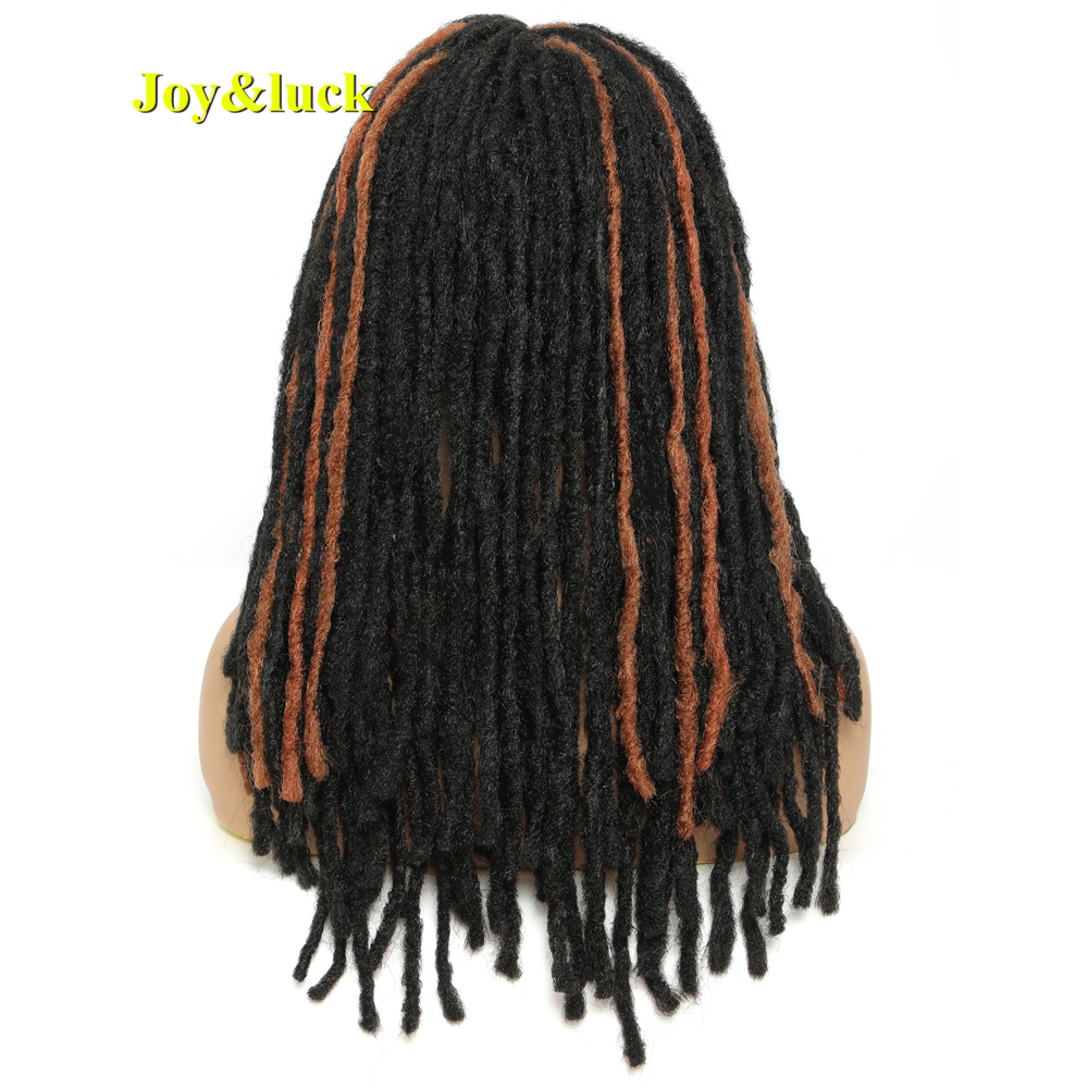Long Dreadlock Hair Wig Black Mixed Brown Crochet Braids Wigs Middle Part Synthetic Braided Hair For Women Daily Or Party Use