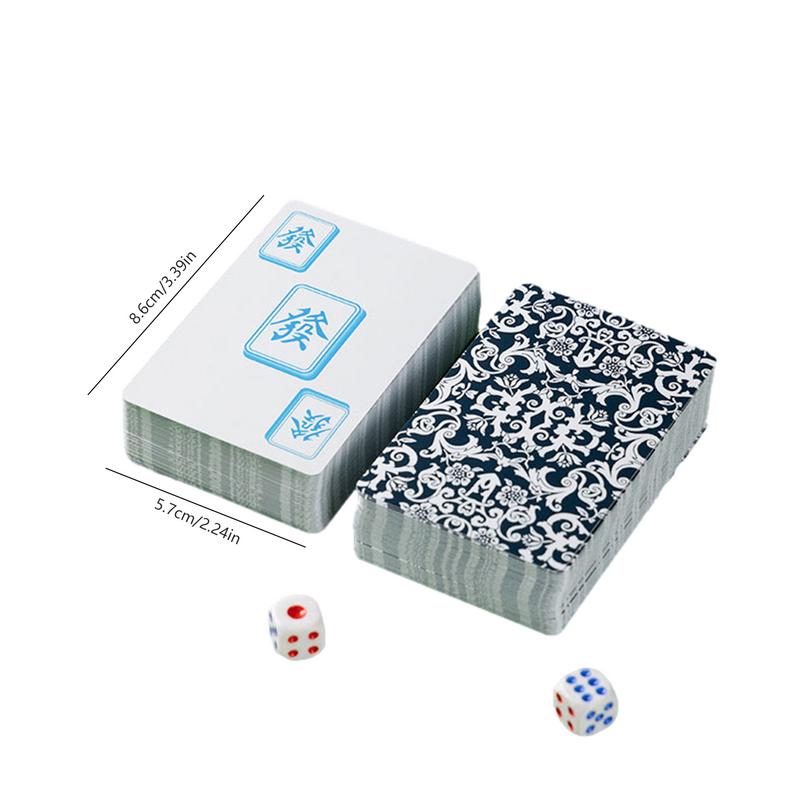 Mahjong Travel Set Multipurpose Non-Sticky Playing Cards Mahjong Card Game With 144 Cards 2 Dice For Home Thickened Mahjong