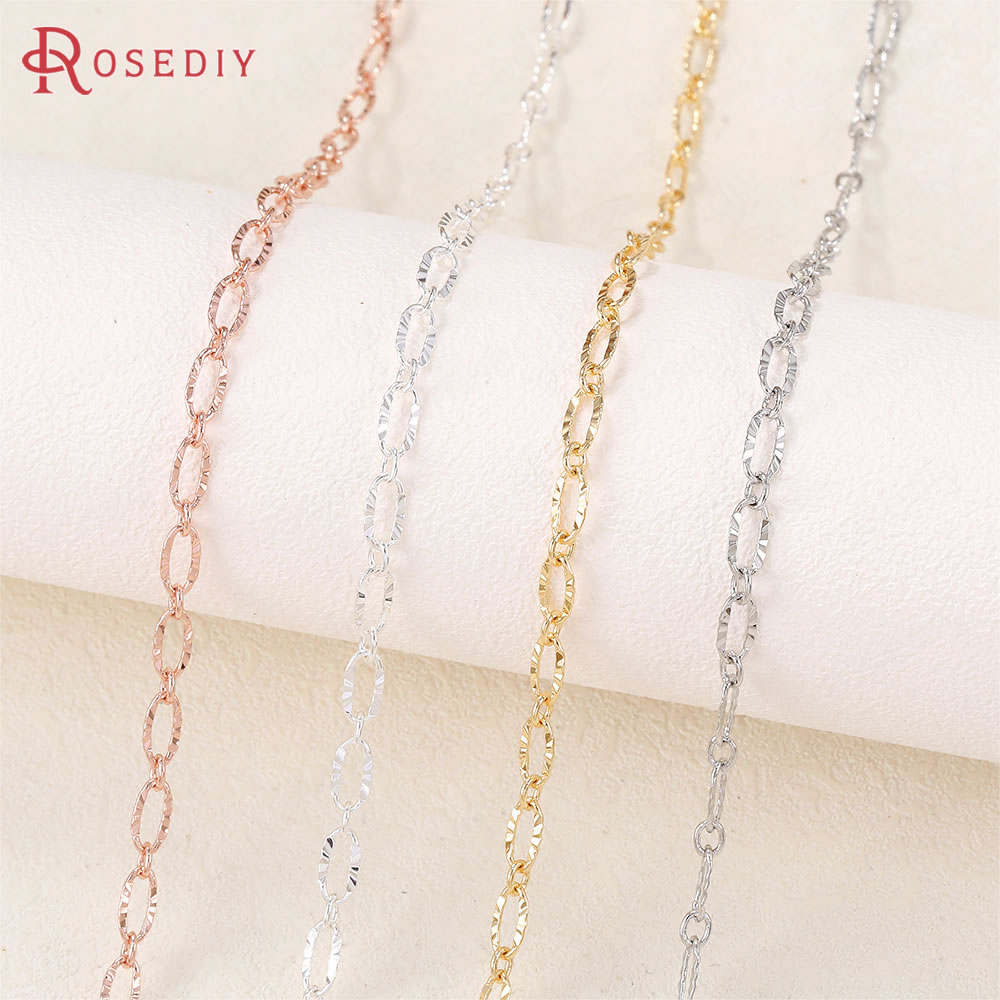 24K Gold Color Brass Long Oval Shape Special Link Necklace Chains Bracelets Jewelry Chains Jewelry Making Supplies Findings