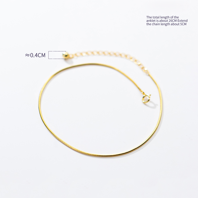 KAMIRA Real 925 Sterling Silver Vintage Simple Snake Bone Chain Anklet for Women Party Classic Elegant Foot Popular Fine Jewelry