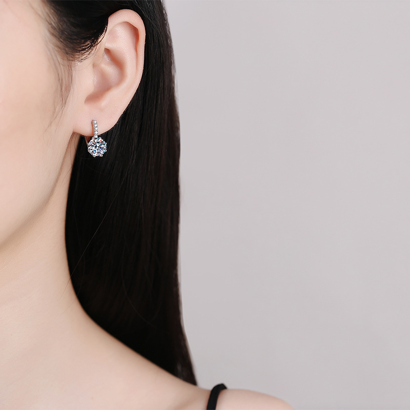 Smyoue 2CT D Color Moissanite Hoop Earrings for Women Lab Diamond 100% 925 Sterling Silver Brilliant Wedding Jewelry Wholesale