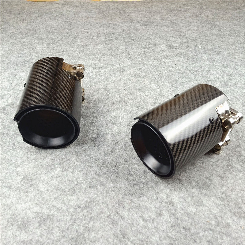 1PC Single Car Exhaust Tip With M Logo Tail Pipe Glossy Plain Muffler Pipe For BMW M2 M3 M4 Car Replacement Parts