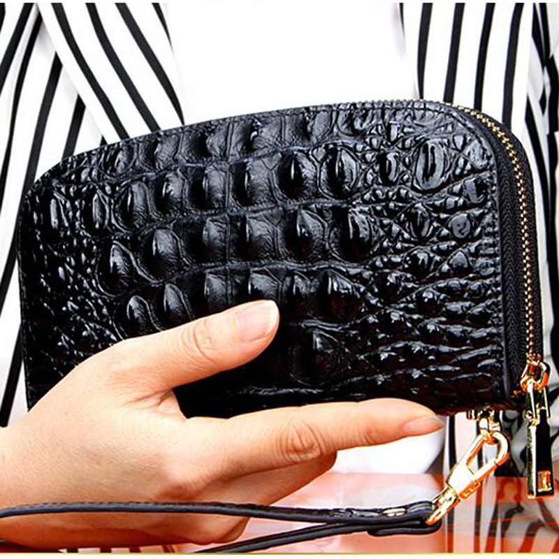 Card holder wallet High quality crocodile pattern cowhide leather clutch women Genuine leather bag women wallet
