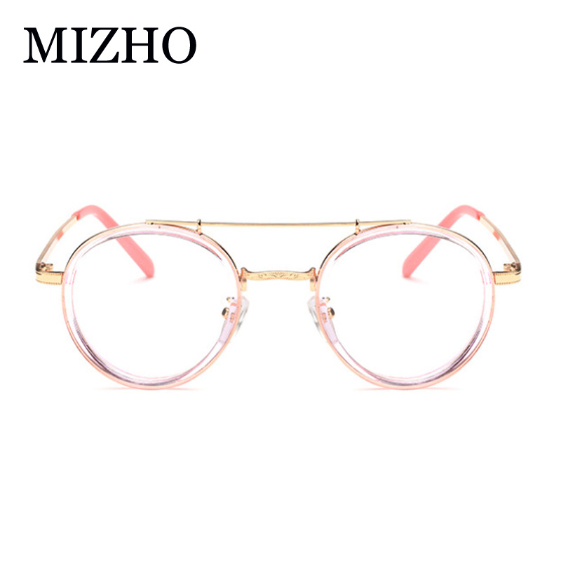 MIZHO New Designer Woman Glasses Optical Frames Vintage Metal Oval Korea Glasses Frame Men Clear lens Eyewear Black Eye Glasses