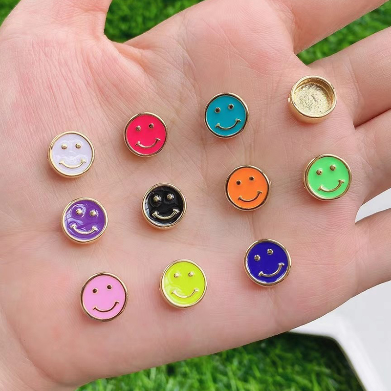 Enamel Happy Face Heart Star Bead,10mm Gold Brass Colourful DIY Bracelet Components Accessories Wholesale Supplies M88