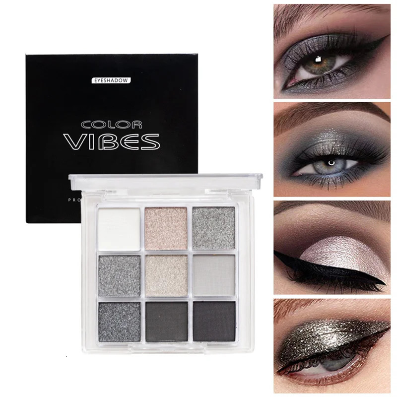 9 Colors Glitter Eyeshadow Palette Purple Violet Shimmer Pearlescent Matte Acrylic Eye Shadows Palette Waterproof Eye Make Up 240624