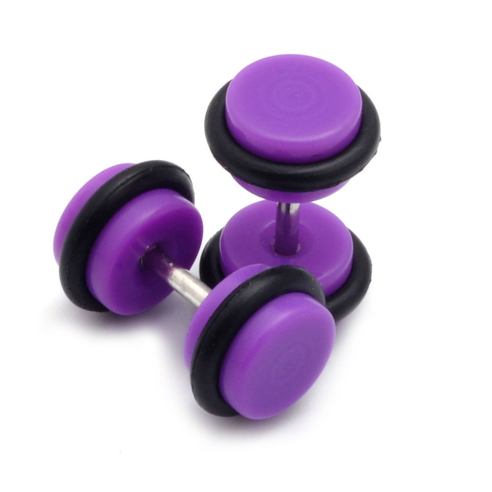 Alisouy New Beauty Acrylic Stud Earrings 1 pair Body Piercing Women Men Studs Ear Plug White Black Green Pink Blue Purple color