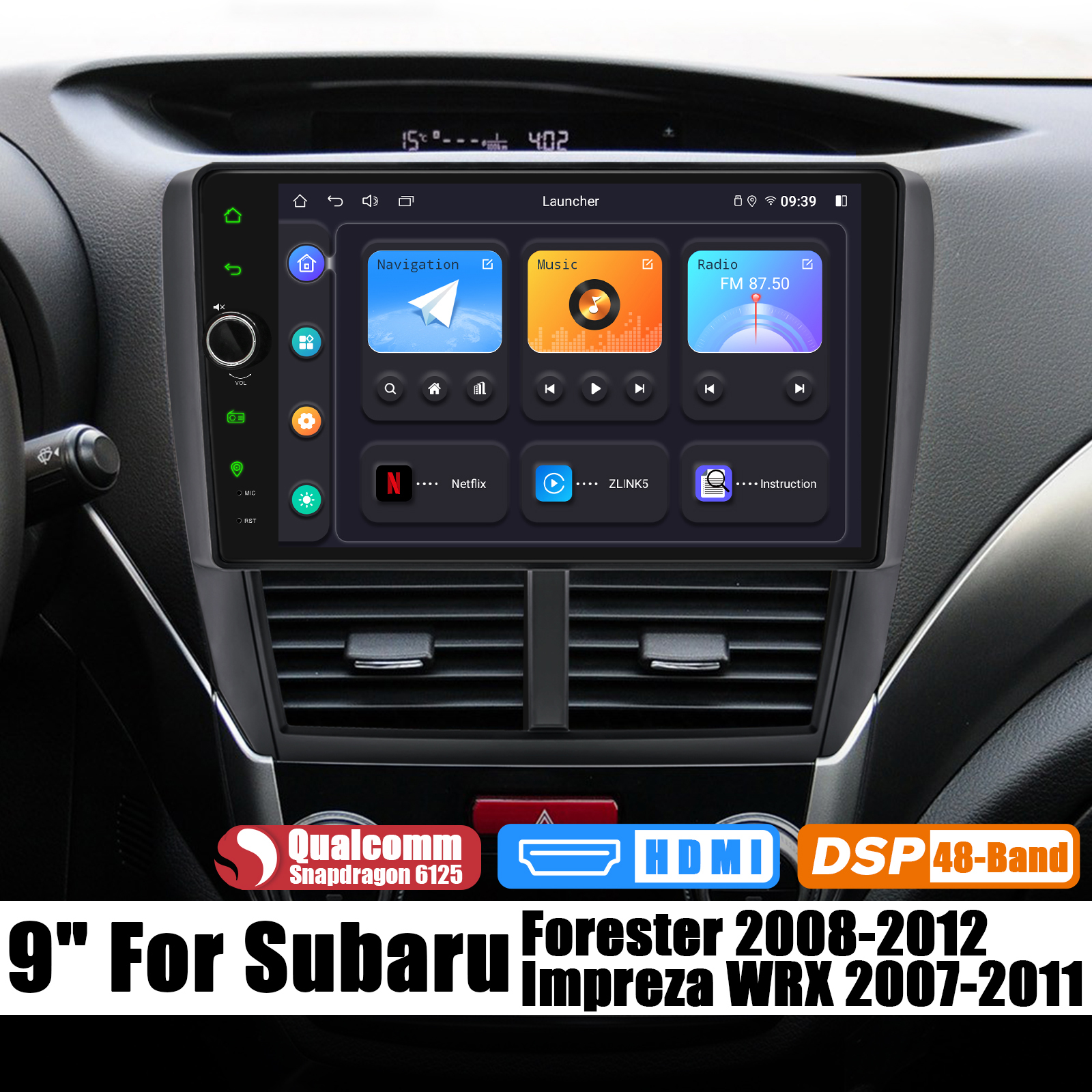 JOYING 9"Android 12 Car Multimedia Video Player Radio Stereo For Subaru Forester Impreza WRX 2008-2012 With Qualcomm Snapdragon