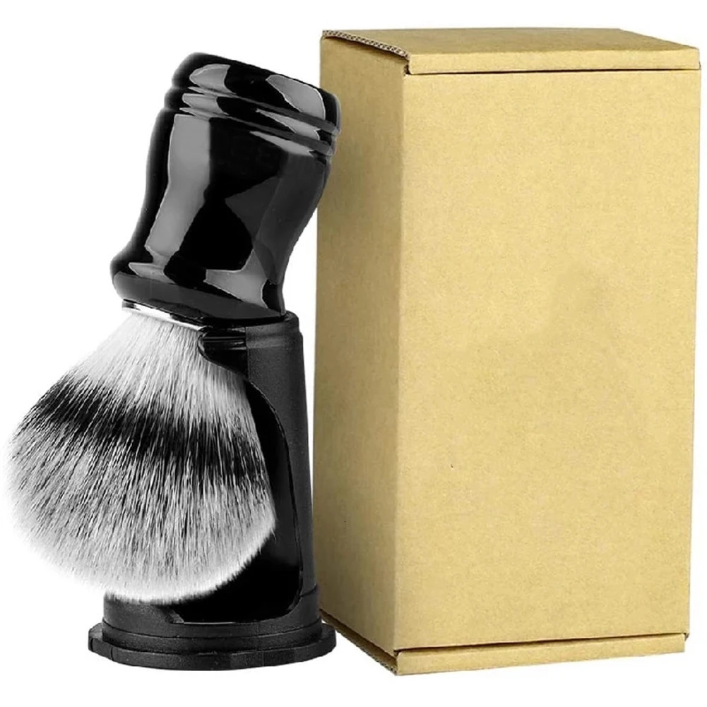 22mm Synthetic Badger Shaving Brush with Black Holder Stand 2IN1 Resin Handle Foam Brush Set for Men Close Wet Shave 240624