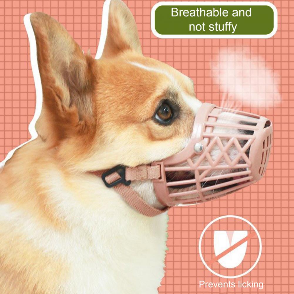 Dog Muzzle with Japanese Buckle Adjustable Dog Muzzle Adjustable Breathable Plastic Pet Muzzle for Dogs for Training