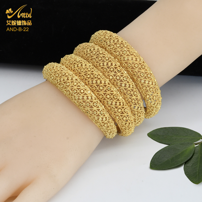 ANIID 24K Gold Color Bracelets For Women Luxury Jewelry Designers Kids Indian Braclet Arabic Wholesale Trendy Boho Cuffs