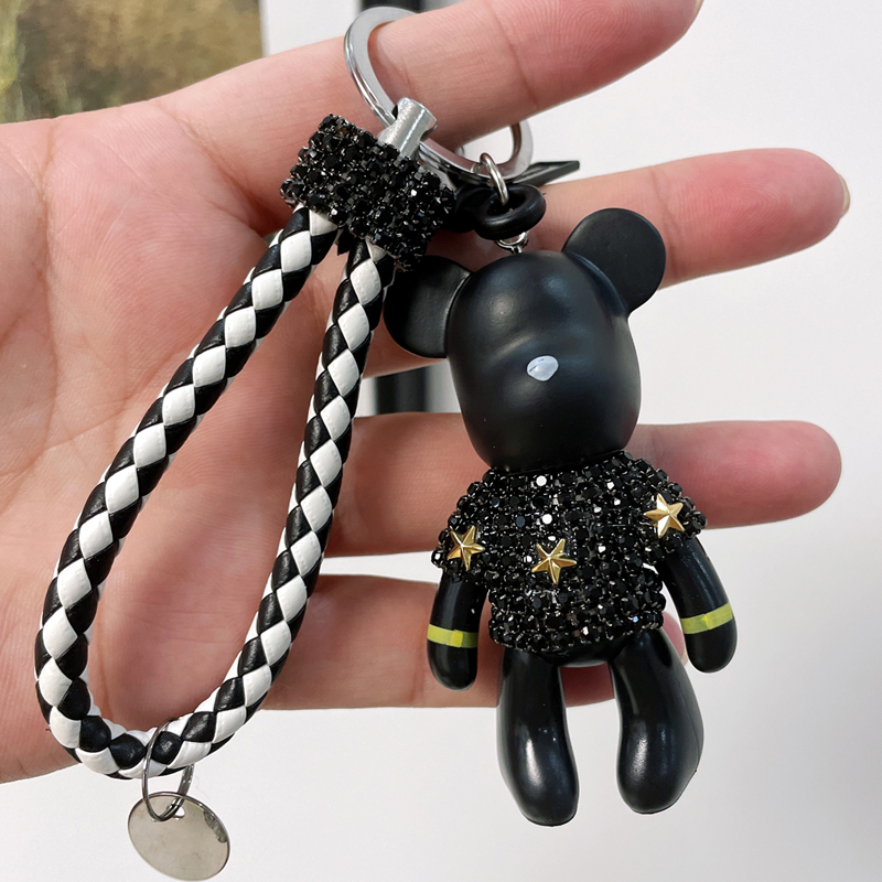 Cute Luxury Rhinestone Purse Keychain Small Bear Car Keychain Women Bag Accessories Couple Key Chain Charm Holder