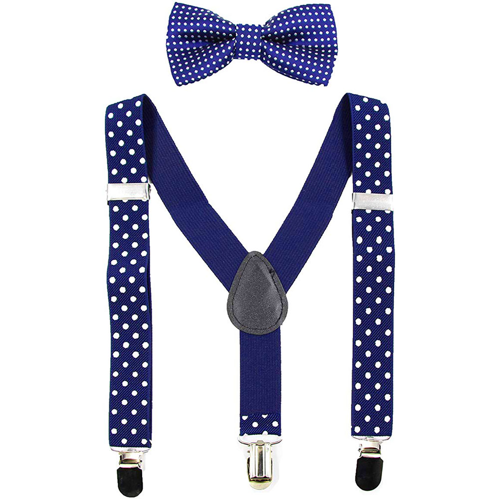Adjustable Baby 5 Color Suspenders With Bowtie Suit Shirts Kids Bow Tie For Boy Girl Three Clip Braces Dot Vintage Accessories