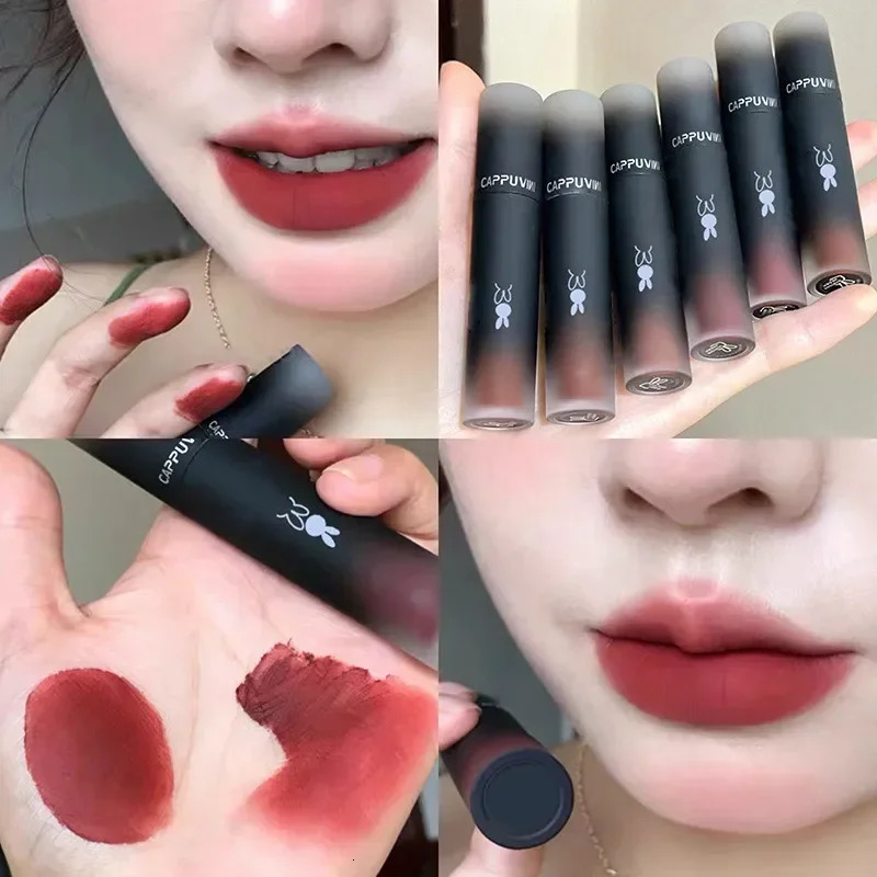 6 Colors Velvet Matte Lip Mud Liquid Lipstick Waterproof Nude Lip Gloss Long Lasting Non-stick Cup Sexy Women Lip Glaze Cosmetic 240621