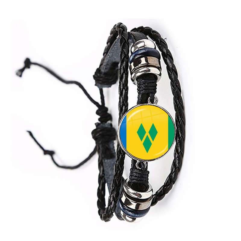 The Commonwealth of Dominica,Saint Lucia,Saint Vincent and the Grenadines,Barbados,Grenada,Ecuador National Flag Glass Bracelet