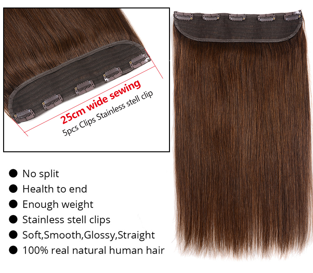 18 to 24 inches 150G 200G Clip In One Piece Human Hair Extensions 100% Real Natural Brown European Remy Hair Clip ins 5 clips
