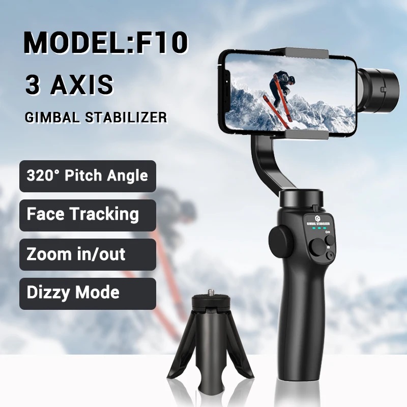 F10 Smart 3Axis Foldable Handheld Gimbal Stabilizer with Tripod for Smartphone Samsuny Selfie Stick for Anti Shake Video