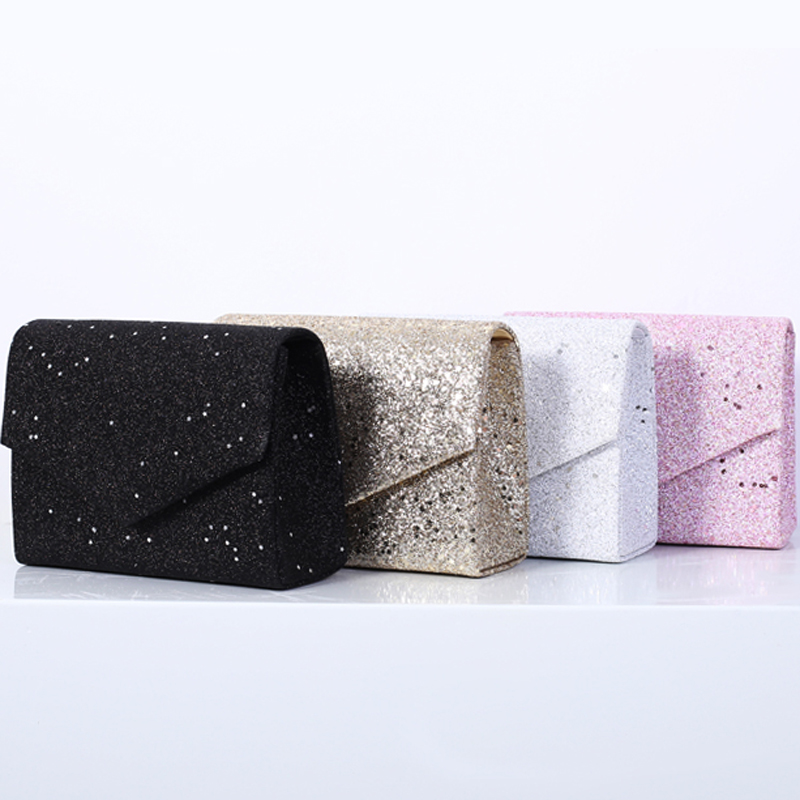 Black Messenger Crossbody Bag for Women Vintage Bling Sequins Clutch Purse Ladies Office Shoulder Bags High Quality Luxury