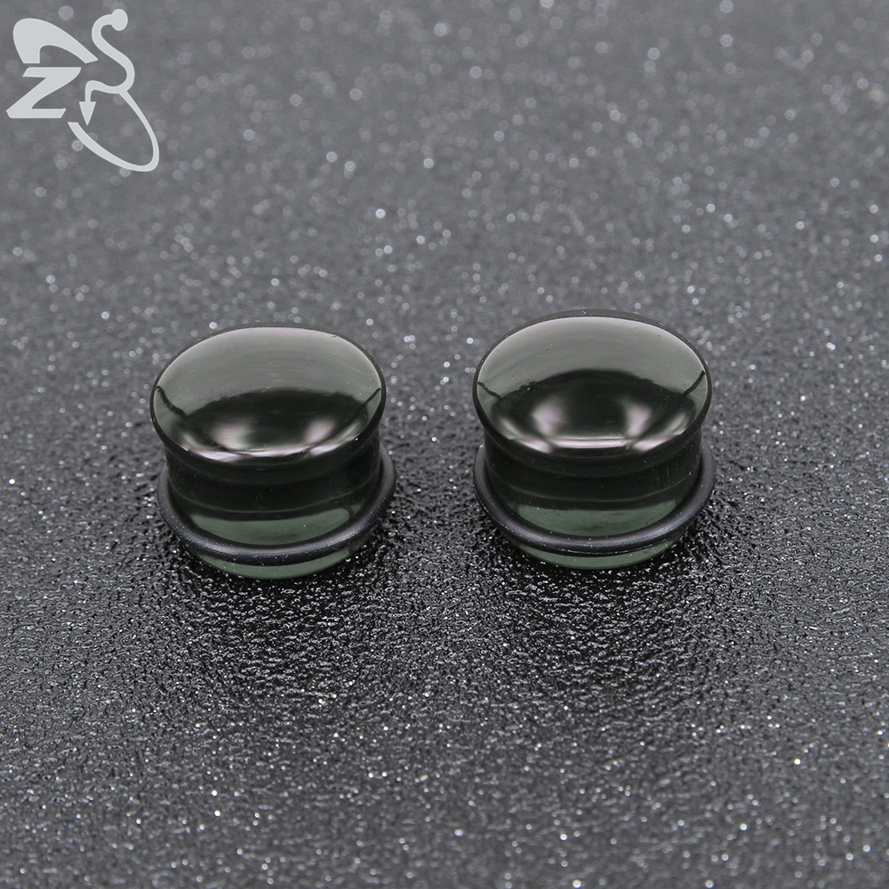 ZS 5-16MM I Pair Punk Clear Green Tunnels Plugs Men Women Transparent Glass Ear Stretcher Mushroom Ear Gauge Piercing Jewelry