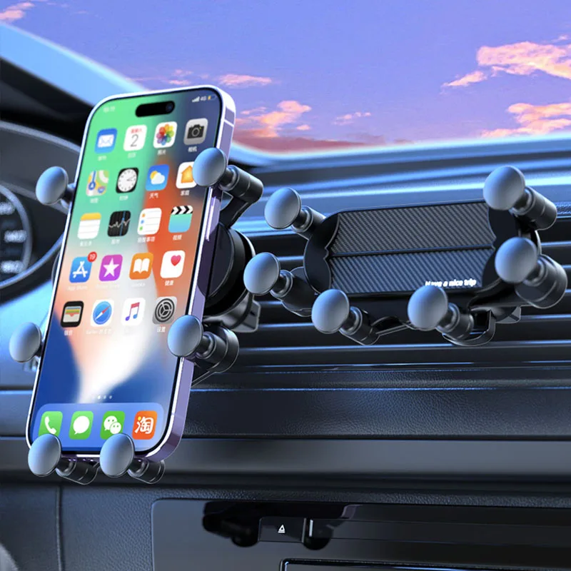6 Points Solid Fold Gravity Car Phone Holder Air Vent Mounts Cell Phone Holder in Car Mobile Android Auto Universal GPS Stand