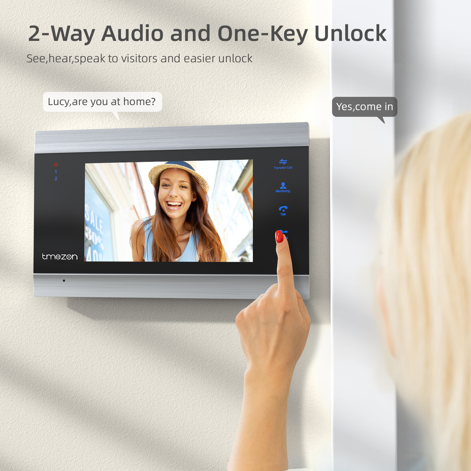TMEZON 7 Inch TFT Wired Video Intercom System with 1080P Camera,Support Recording / Snapshot Doorbell
