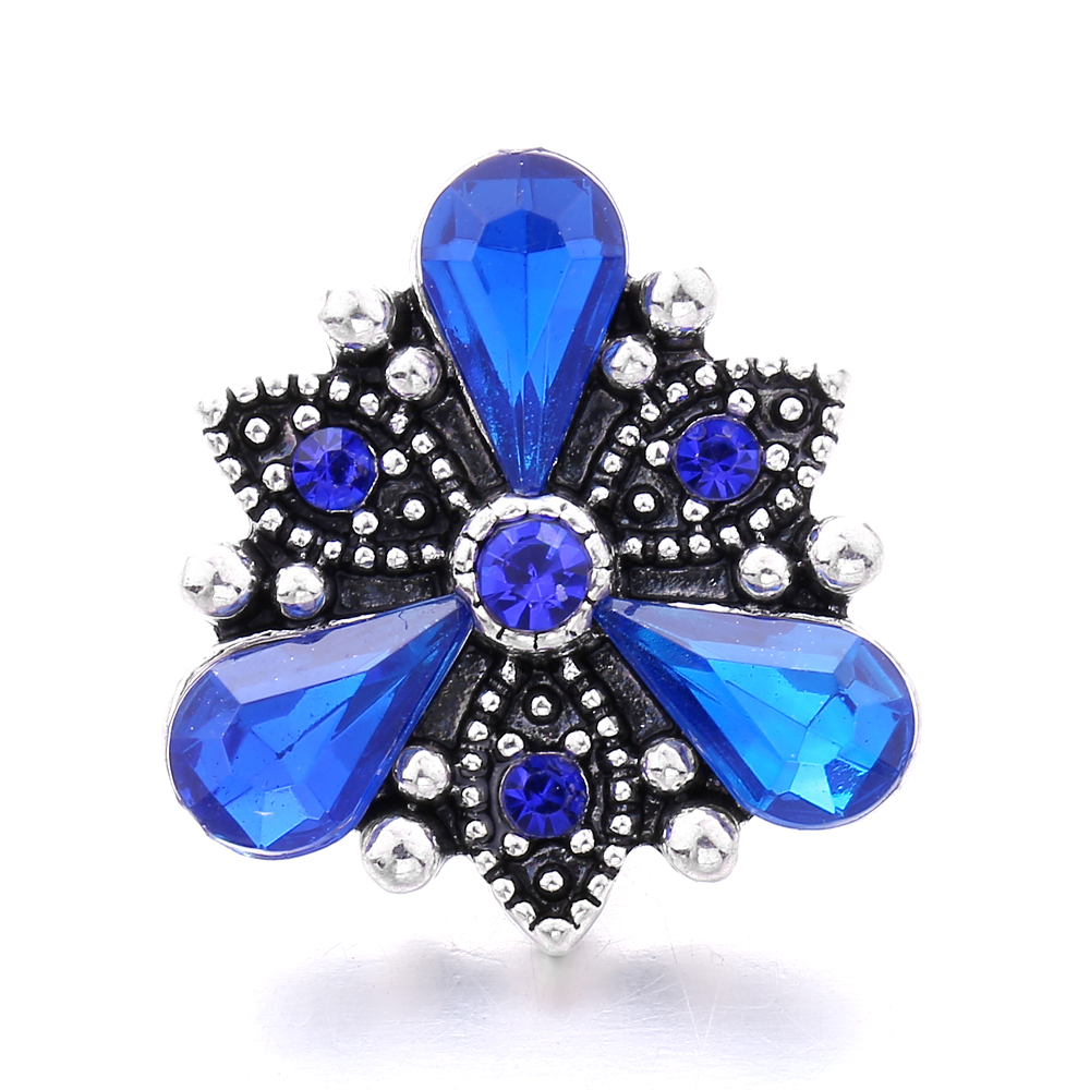 5pcs/lot Snap Jewelry Blue Crystal 18mm Snap Buttons Flower Cat Owl Fish Dolphin Cross Snaps Fit 20mm 18mm Snap Bracelet Bangles